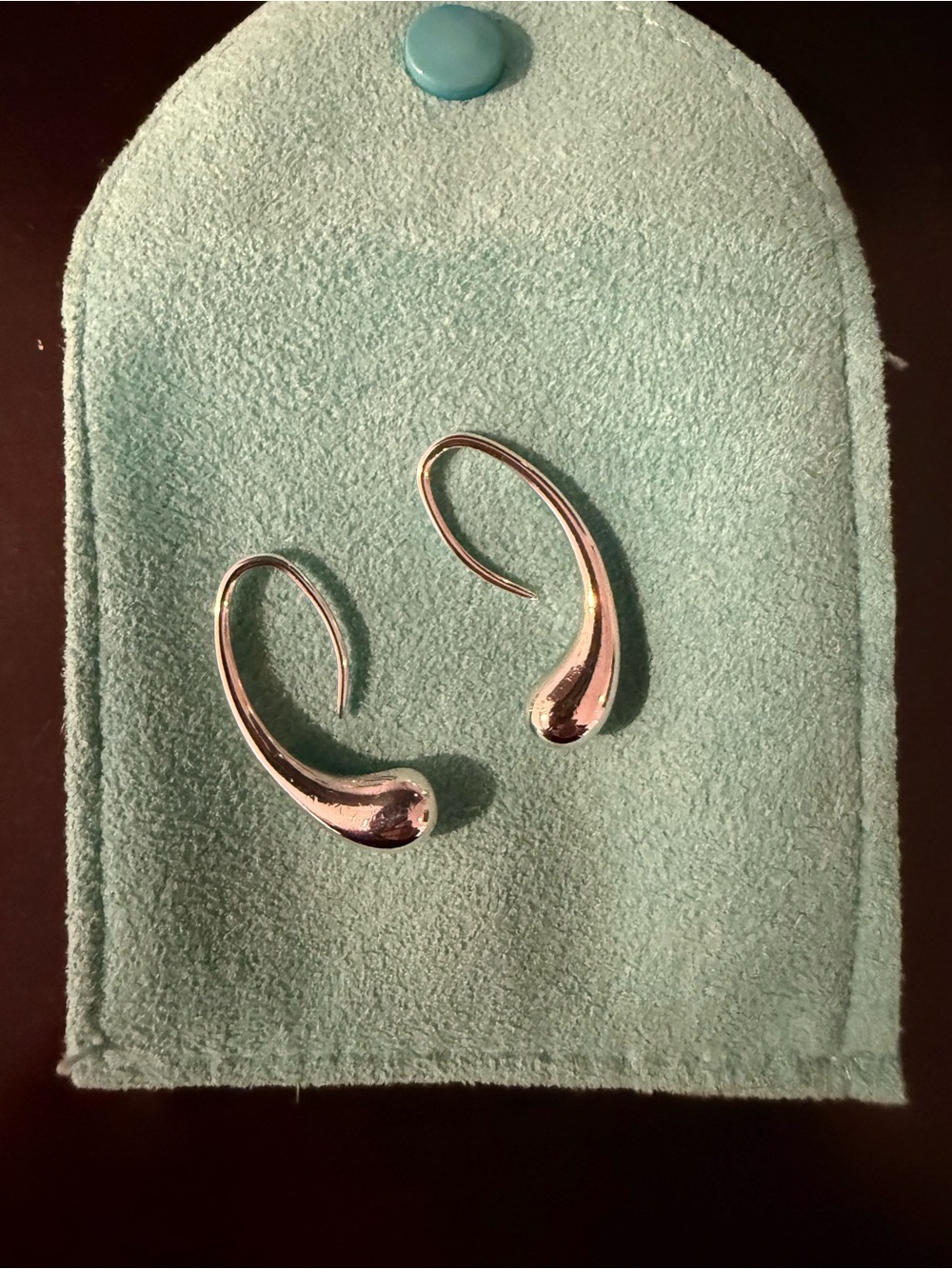 Tiffany & Co. Polished Silver Teardrop Hook Earrings